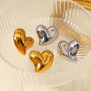 Pendientes de Acero Inoxidable Personalizados Finetoo con Nudo de Corazón Geométrico y Flor en Oro de 18K para Mujer, Joyería Antideslustre - Product Image 4
