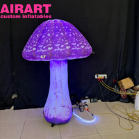 Champignons lumineux gonflables violets, décoration de fête, champignon gonflable pour décoration extérieure
