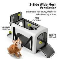 Chariot pliable pour animaux de compagnie (chiens et chats) – Chariot de voyage portable avec sangle et design pousser-tirer