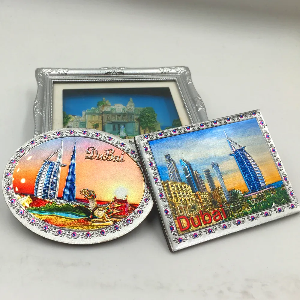 Wholesale Custom OEM 3d Epoxy Aluminum Foil Fridge Magnet Best Dubai souvenir