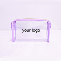 Keymay Fast Ship Support Ajouter LOGO Lilas Clair Contrastant Avec Nylon Stockage Cosmétique Sac Stand Zipper Pouch Sac Étanche