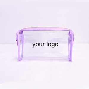 Keymay กระเป๋าเครื่องสำอางแบบมีซิปกันน้ำ, รองรับการส่งด่วนเพิ่มโลโก้ม่วงตัดกัน - Product Image 1