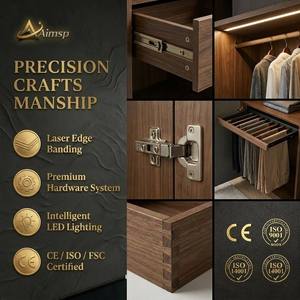 Modern Closets with Dressing Table Steel <strong>Wardrobe</strong> Manufacturing <strong>Dark</strong> <strong>Wooden</strong> Small Storage Luxury Cabinet Bedroom Furniture - Product Image 5