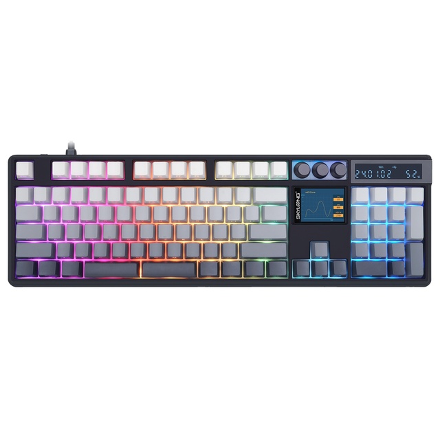 104 3Mode Wireless China Wholesale Mechanical Keyboard Switch with Screen Knobs Hot-Swappable Side-Engraved PBT Keycap RGB Light