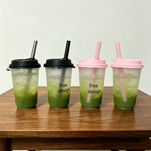 Gobelets en plastique jetables pour boba de 10 oz, en promotion, avec logo personnalisé imprimé, pour thé, boissons, vin, champagne, tequila, soda, whisky et matcha de 16 oz - Product Image 1