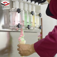 Mesin Es Krim Soft Serve 5 Rasa Grace Desktop dengan Tepung Susu & Air, Stainless Steel, Kapasitas 35-40L/jam, untuk Penggunaan Komersial