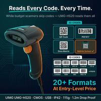 Lecteur de codes-barres USB 1D robuste UIMG IP42, résistant aux chutes de 1,2 m, filaire, portable, pour usage industriel