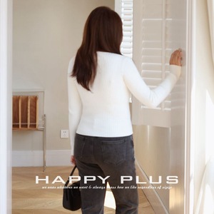 Haut en maille côtelée douce à col en V croisé style Ins pour femme, coupe ajustée, manches longues, grande taille, tendance - Product Image 2