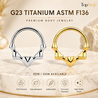 Edgy G23 Titan Klappbarer Clicker-Ring Facettiertes Herz Geometrischer Septum Hoop Hypoallergener Helix-Knorpel-Piercing-Schmuck