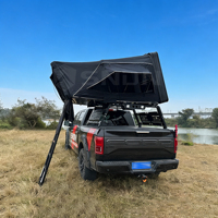 Tente de toit pliante triangulaire SNDN pour le camping, ouverture latérale, en aluminium, pour 4 personnes, imperméable, coque rigide, avec panneau solaire