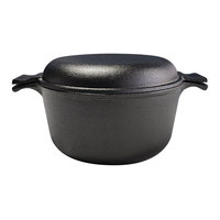 Ensemble de casseroles en fonte 2 en 1, poêle à frire pré-assaisonnée, casserole profonde, poignées doubles, compatible gaz et induction, cocotte