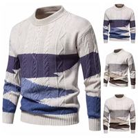 Pull en maille torsadée à col rond pour homme, manches longues, chaud, décontracté, pour tous les jours