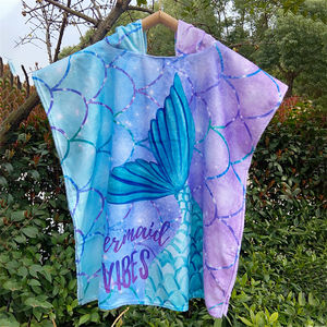 Vente chaude de haute qualité personnalisé enfants dessin animé sirène et <span class=keywords><strong>attrape</strong></span>-rêves serviette à capuche Robe de bain enfants plage Surf Poncho - Product Image 1