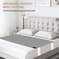 Drap plat de mise à la terre 90% coton + 10% argent pour lit double avec cordon de mise à la terre (Blanc+gris)