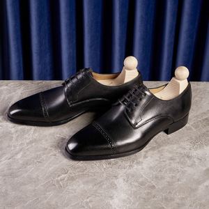 Chaussures habillées italiennes faites à la main pour hommes, à bout carré, à lacets, confortables, respirantes, antidérapantes, à trois articulations, pour soirée - Product Image 2