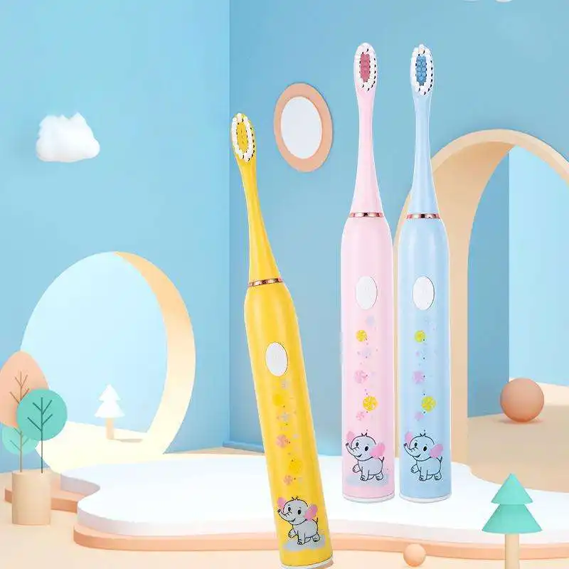 1-K14B-1 USB Rechargeable Powered Vibrating Automatic Soft Bristle Cute Baby Children Kids Sonic Electric Toothbrush