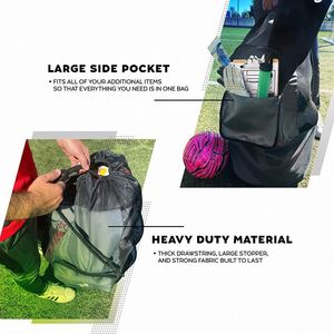 Bolsa de pelota deportiva de Material resistente con correas de hombro, bolsa de pelota de voleibol de baloncesto de fútbol con cordón de malla grande para entrenadores - Product Image 3