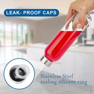 ढक्कन के साथ साफ कांच की बोतलें, 18 औंस, जूस के लिए स्टेनलेस स्टील कैप के साथ पानी की बोतलें - Product Image 6