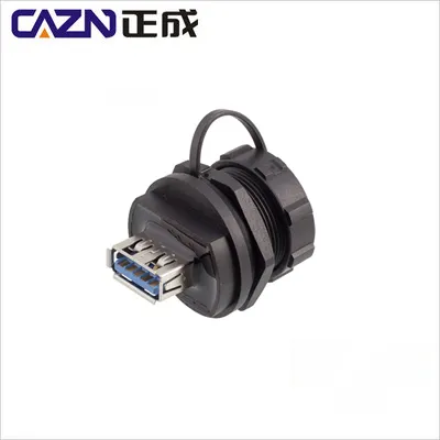 CAZN U.S.Standard Screw Waterproof Plug Female Panel Mount Back Mount USB 3.0 Connector