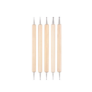 Nail Art Dotting Pen Set 5Pcs Wooden Handle Silicone Tip For Gel Polish Polka Dot Design Nail <b>Decoration</b> Tools - Product Image 2