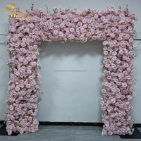 NIKA Décoration de mariage et d'événements, toile de fond florale en tissu, arche florale artificielle blanche de 8 pieds