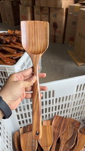 8件木制厨房用具套装木制炊具套装，带勺子，用于烹饪天然柚木和相思木材料 - Product Image 5