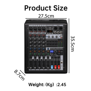 Console de mixage audio professionnelle B6 6 canaux avec alimentation fantôme 48V et égaliseur 7 bandes pour diffusion en direct et enregistrement en studio - Product Image 2