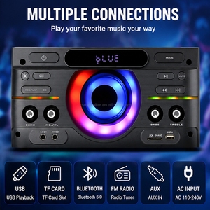 Sistem <span class=keywords><strong>Speaker</strong></span> Karaoke Keluarga BH-014 Dua Mikrofon Lampu LED RGB Pesta Bass Berat Amplifier Bluetooth Hiburan Rumah - Product Image 4