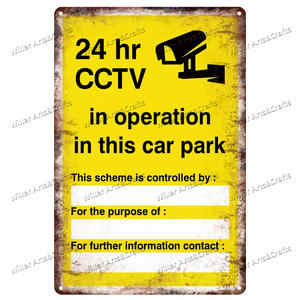 Personnalisé 24 heures vidéo CCTV caméra de sécurité avertissement pas d'intrusion étain métal signes - Product Image 5