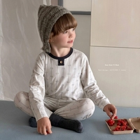 Pyjama 2 pièces côtelé ajusté pour garçons et filles, 95,5 % coton, 4,5 % élasthanne, collection automne-hiver, stock en gros OEM