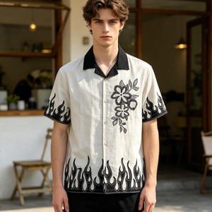 เสื้อเชิ้ตผู้ชายผ้าฝ้ายติดกระดุม เสื้อเชิ้ตสไตล์อาหรับลำลอง เสื้อเชิ้ตผู้ชายผ้าฝ้ายผสมคุณภาพสูง - Product Image 1