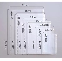 Pochette A7 givrée à fermeture éclair pour carnet A4, en PVC transparent, auto-scellante, pour argent et documents, compatible avec classeur à anneaux