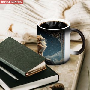 Taza de Cerámica Esmerilada de 11 oz, Taza de Café con Diseño de Gato Activada por Calor - Product Image 3