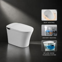 Toilette intelligente pour salle de bain moderne avec ouverture automatique du couvercle, siège de bidet chauffant, séchage à l'air chaud, affichage numérique et veilleuse