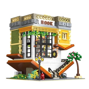 Bebrick 89130 DIY gran edificio calle escena rompecabezas juguete de alta dificultad para niños plástico iluminado librería bloques de construcción - Product Image 1