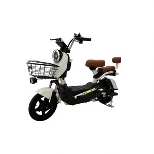 White Electric City <b>Bike</b> With Front <b>Basket</b> And Brown Dual Seat - Product Image 1