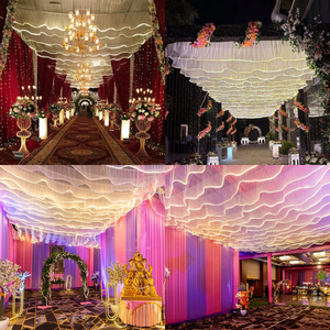 Luminous Ceiling Gauze <b>Curtain</b> Ceiling <b>drapes</b> Decoration LED Light Strip Wedding Hall Decoration Restaurant Atmosphere Lights - Product Image 2