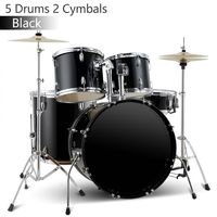 Batterie de percussions professionnelle 5 pièces avec 3 cymbales, coque en bois de peuplier de haute qualité pour adultes, débutants, pratique et performance