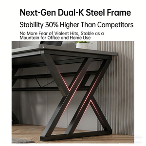Bureau d'ordinateur robuste avec cadre en acier en forme de K et plateau en bois d'ingénierie pour le bureau à domicile et l'utilisation par les étudiants - Product Image 4