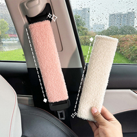 Coussin de ceinture de sécurité pour voiture en laine d'agneau pour femme, coussin en polaire avec velcro réglable pour soulager le cou, compatible avec BMW Toyota Honda