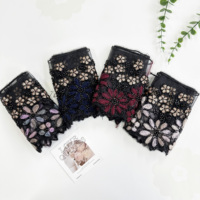 Garniture en dentelle florale perlée noire en gros |   Dentelle brodée de perles faite à la main pour vêtements Abaya et accessoires de robe de soirée