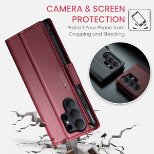 Funda CASEME para <span class=keywords><strong>Samsung</strong></span> <span class=keywords><strong>Galaxy</strong></span> S26 Ultra, Serie <span class=keywords><strong>023</strong></span>, con Bloqueo RFID, Acabado Brillante y Soporte - Rojo - Product Image 6