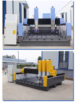 Máquina CNC de 4 Ejes para Tallado y Corte de Piedra, Granito y Mármol, con Doble Cabezal de 5.5kw, Eje de Rotación y Hoja de Sierra, Modelo 1325