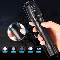 Lanterne à longue portée de 800 m, haute luminosité, rechargeable, zoom télescopique, lumière blanche T6 LED, lampe torche tactique