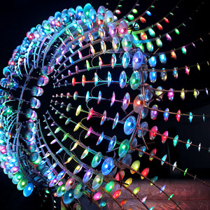 Decoraciones de jardín para <span class=keywords><strong>el</strong></span> hogar, escultura cinética de acero inoxidable, spinner con motor y luces led - Product Image 6