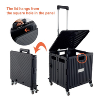 Chariot utilitaire pliant portable avec couvercle caisse roulante en plastique chariot à provisions boîte à outils pliable