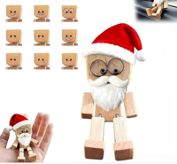 Poupée en bois à pieds mobiles avec visage interchangeable, figurine articulée miniature en bois, jouet décoratif de bureau multicolore de style dessin animé