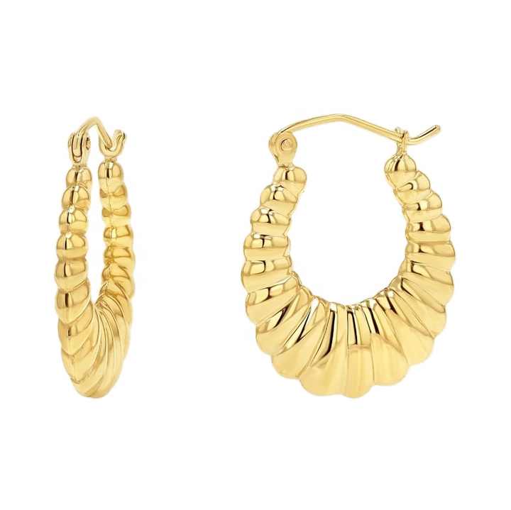 Huggie Hoop Large 14k Gold Door Knocker Earrings Dark Gold - Main Image