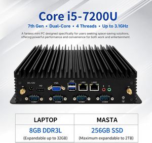 คอมพิวเตอร์อุตสาหกรรมขนาดเล็กแบบฝังตัวไร้พัดลม I5 7200U แรม 8GB SSD 256GB รองรับ <span class=keywords><strong>Wake</strong></span> <span class=keywords><strong>LAN</strong></span>/เปิดเครื่องอัตโนมัติ 4K HD/VGA 5xCOM RS232 มีสินค้าในสต็อก - Product Image 1