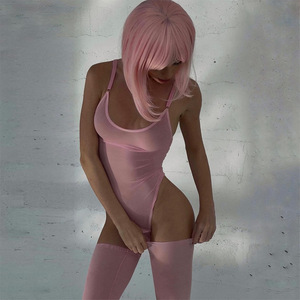 ชุดบอดี้สูทซีผ่านตาข่ายสีทึบแบบชิ้นเดียวชุดถักซีบอร์ดเร้าอารมณ์แบบใหม่ - Product Image 4